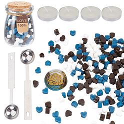 (52) Непрозрачная лаванда Наборы частиц сургуча для печати в стиле ретро, с ложкой из нержавеющей стали, свеча, стеклянная банка, разноцветные, 7.3x8.6x5 мм, около 110~120 шт / упаковка, 2 мешки