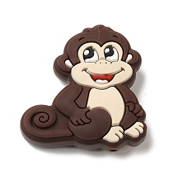 Кокосово-Коричневый Экологичные силиконовые фокусные бусины пищевого качества для обезьян, кокосового коричневый, 29.5x28.5x9 мм, отверстие : 3 мм