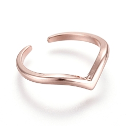 Розовое Золото Регулируемые латунные кольца на мыске, открытые манжеты, открытые кольца, розовое золото , внутренний диаметр: 13 мм