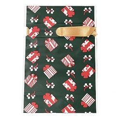 Темно-Зеленый Рождественская подарочная коробка, пластиковые упаковочные пакеты, сумки на шнурке, прямоугольные, темно-зеленый, 17.5x12x0.01 см
