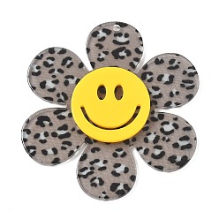 Черный Акриловые подвески, талисманы для улыбок, чёрные, 55x50x4 мм, отверстие : 2 мм