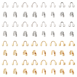 Золотой & Цвет Нержавеющей Стали 160 шт. 8 стиль 304 хирургическая нержавеющая сталь защитная проволока и протекторы, золотые и нержавеющая сталь цвет, 4.5~6.6x5.5~6.7x1.4~2.3 мм, отверстие : 0.8~1.6 мм, 20 шт / стиль