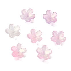 Pink Акриловый шарик крышки, цветок, розовые, 11x11.5x2 мм, отверстие : 1.5 мм