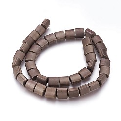 Copper Plated Electroplated Non-magnetic Synthetic Hematite Beads Strands, Frosted, Oval Concave, Copper Plated, 10x10x7mm, Hole: 2mm, about 41pcs/strand, 15.74 inch(40cm)