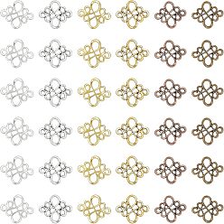 (52) Непрозрачная лаванда Соединительные элементы в тибетском стиле, Китайский узел, разноцветные, 22x18.5x1 мм, 6 цветов, 24 шт / цвет, 144 шт / коробка