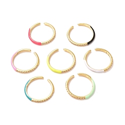 (52) Непрозрачная лаванда Золотые эмалевые кольца-манжеты для женщин, открытые кольца из латуни с микропейвом и прозрачным фианитом, разноцветные, размер США 6 3/4 (17.1 мм), 2 мм