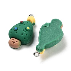 Рождественская елка Подвески из непрозрачной смолы на рождественскую тематику, рождественские прелести, рождественская елка, 29x15x8 мм, отверстие : 2 мм