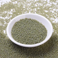 (RR2374) Transparent Olive Luster MIYUKI Round Rocailles Beads, Japanese Seed Beads, 11/0, (RR2374) Transparent Olive Luster, 2x1.3mm, Hole: 0.8mm, about 5500pcs/50g