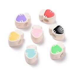 Mixed Color Rubberized Style Acrylic European Beads, with Enamel, Large Hole Beads, Carrot, Mixed Color, 12.7x9.2x7.2mm, Hole: 4.3mm