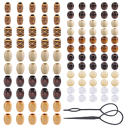 Mixed Color DIY Hair Styling Tool Kits, including Hair Braider Hair Twist Tool Kit and Combs, Wood & Plastic & Acrylic Beads, Mixed Color, 147~195mm