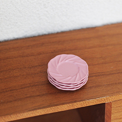 Pink Мини-украшения из пластин из сплава, аксессуары для кукольного домика с микро-ландшафтом, притворяясь опорными украшениями, розовые, 13x2 мм, 4 шт / комплект