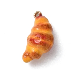 Food Подвески из эмали и сплава, золотые, круассан, 17x9x7 мм, отверстие : 1.2 мм