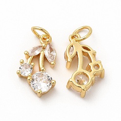 Настоящее золото 18K Латунь с микропокрытием, вишневое очарование, с целью перехода в кольце, реальный 18 k позолоченный, 15x9x4 мм, отверстие : 3.6 мм