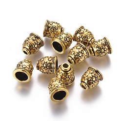 Античное Золото Тибетский стиль конечные сплава шнур шапки, без кадмия, без никеля и без свинца, античное золото , 11x10 мм, отверстие : 3 мм, внутренний диаметр: 6.4 мм