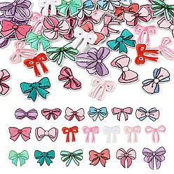 (52) Непрозрачная лаванда 2 сумки 38 шт. самоклеящиеся нашивки из ткани с компьютерной вышивкой, наклеить патч, аксессуары для костюма, аппликация, бантом, разноцветные, 15~30x22~31x2 мм, 19 шт / пакет, 1 шт / цвет, 2 пакеты / комплект