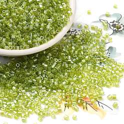 Желто-Зеленый Прозрачные цветные блестящие стеклянные бусины, шестигранник (два разреза), желто-зеленый, 2x1.5 мм, отверстие : 0.9 мм