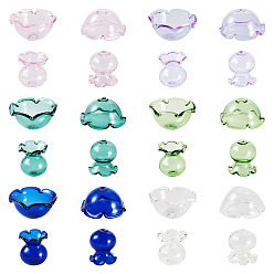 (52) Непрозрачная лаванда 6 наборы 6 цветные прозрачные стеклянные колпачки для бусин, мульти-лепесток цветка, для изготовления колокольчиков, разноцветные, 22.5x20.5 мм, отверстие : 2 мм