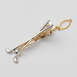 Baseball Brass Collar Tie Clips with Chain for Men, Golden & Silver, Baseball, 60x17mm