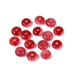 Crimson Baking Paint Imitation Jade Glass Beads, Rondelle, Crimson, 6~7x3~3.5mm, Hole: 1.2~1.5mm, about 5555pcs/1000g