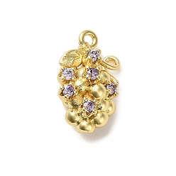 Винограды Латунные микро проложить кубического циркония подвески, фруктовые прелести, стойки покрытие, долговечный, без свинца и без кадмия, винограды, 15.5x10x7 мм, отверстие : 1.2 мм