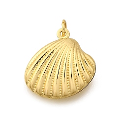 Shell Shape Латунные подвески, стойки покрытие, без кадмия и без свинца, долговечный, с целью перехода в кольце, золотые, формы раковины, 19x19x7 мм, отверстие : 3 мм