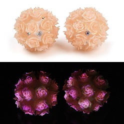 PeachPuff Acrylic Handmade Luminous Polymer Clay Rhinestone Beads, Glow in the Dark, Flower, PeachPuff, 19.5~23.5mm, Hole: 3mm