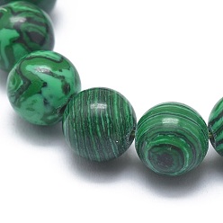 Malachite Synthetic Malachite(Dyed) Bead Stretch Bracelets, Round, 2 inch~2-3/8 inch(5~6cm), Bead: 5.8~6.8mm