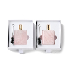 Розовый Кварц Флакон для духов из натурального розового кварца, с пластиковыми выводами с покрытием и колпачком из алюминиевого сплава, многоразовая бутылка, для косметики, эмульсия эфирного масла, 4.9x2.6x8.1 см