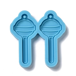 Темно-Голубой DIY силиконовые формы кулон, для серьги решений, формы для литья смолы, для уф-смолы, изготовление ювелирных изделий из эпоксидной смолы, леденец, глубокое синее небо, 43x41x4 мм, отверстие : 2 мм, внутренний диаметр: 38x17 мм