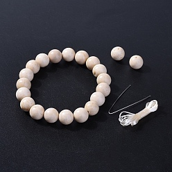 Fossil Natürliche fossile Perlen dehnen Armbänder, mit elastischem Faserdraht und Verpackungsbox, 2-1/8 Zoll (5.3~5.4 cm)