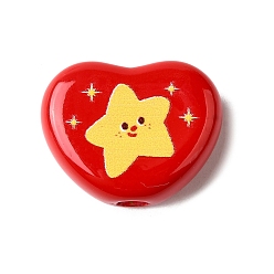 Сердце Непрозрачные акриловые бусины с зимней тематикой, сердце, 17x21.5x8 мм, отверстие : 4 мм