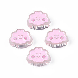 Бледно-Розовый Прозрачные акриловые бусины, с эмалью, облако, розовый жемчуг, 15x20x8 мм, отверстие : 3 мм