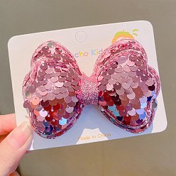 Бледно-фиолетовый Красный Заколка для волос из фетровой ткани с пайетками из кожи аллигатора, с зажимом из сплава, бледно-фиолетовый красный, 90x60x22 мм