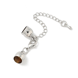 Платина Латунный удлинитель цепи, с концами шнура и защелками лобстера, платина, 35.5 мм длиной, конец шнура: 8 мм шириной, 11 мм длиной, отверстие : 6.5 мм