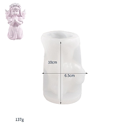 White DIY Silicone Candle Molds, For Candle Making, Angel with Wings, White, 6.5x10cm