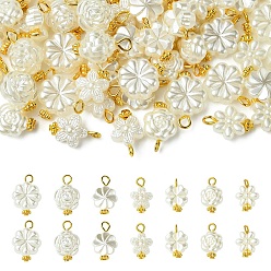 Золотой 70шт 7 стили акриловые подвески с имитацией жемчуга, цветок, с железной фурнитурой, золотые, 18~20 мм