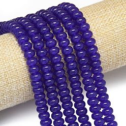 Фиолетовый Натуральный Malaysia нефритовые бусы пряди, окрашенная и подогревом, рондель, фиолетовые, 8~8.5x4.5~5.5 мм, отверстие : 0.9~1 мм, около 74~76 шт / нитка, 15.08''~15.35'' (38.3~39 см)