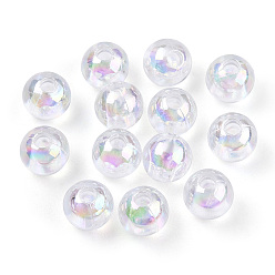 Clear AB Transparent Acrylic Beads, AB Colors Plated, Round, Clear AB, 10mm, Hole: 1.8mm, about 950pcs/500g