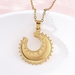 Настоящее золото 18K Полумесяц 304 ожерелья с подвесками из нержавеющей стали, ионное покрытие (ip), реальный 18 k позолоченный, 18.11 дюйм (46 см)