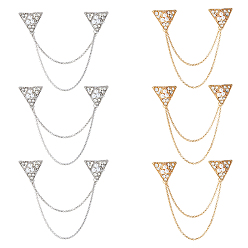 (52) Непрозрачная лаванда 6 шт. 2 Цветные треугольные значки на лацкан, Брошь-цепочка со стразами из цинкового сплава для рюкзака и одежды, разноцветные, 130 мм, 3 шт / цвет