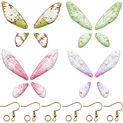 (52) Непрозрачная лаванда Наборы для изготовления серег своими руками, включая подвески из смолы в виде крыльев, 304 крючки для серег из нержавеющей стали и кольца прыгуны открытые, разноцветные, 6x0.8 мм