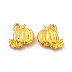 Matte Gold Color Rack Plating Alloy Charms Pumpkin Charm, Matte Gold Color, 10.5x10x3mm, Hole: 1.6mm