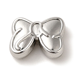 Platinum Rack Plating Alloy Beads, Cadmium Free & Nickel Free & Lead Free, Bowknot, Platinum, 11.5x15x5mm, Hole: 1.6mm