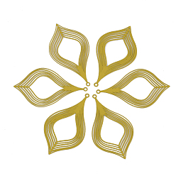 (932FM) Темно-синий аква-матовый с подкладкой 430 из нержавеющей стали филигранные подвески, окрашеные, гравированные металлические украшения, лист, темно-золотистые, 39x22x0.5 мм, отверстие : 1.2 мм