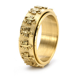 Золотой 304 Вращающиеся кольца для пальцев из нержавеющей стали для мужчин, скорпион, Кольцо-спиннер для успокоения беспокойства, медитации, золотые, размер США 10 (19.8 мм)