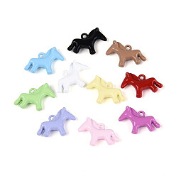 (52) Непрозрачная лаванда Акриловые подвески краскораспылительные, лошади прелести, разноцветные, 14.5x19.5x5 мм, отверстие : 1.6 мм