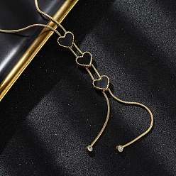 Настоящее золото 18K Тройное сердце 304 нержавеющая сталь и черный пластик y ожерелья для женщин, ионное покрытие (ip), реальный 18 k позолоченный, 14.92 дюйм (37.9 см)