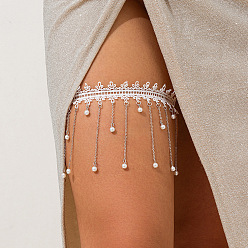 Белый Круглые бусины кисточки цветок кружево эластичные ножки цепи тело, белые, 450~1200 мм