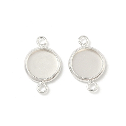 Посеребрённый Плоский контур с латунным контуром кабошона, стеллажное покрытие круглые пустые поддоны с окантовкой, долговечный, без свинца и без кадмия, 925 серебро покрытием, лоток : 8 мм, 16x10x2 мм, отверстие : 1.4 мм