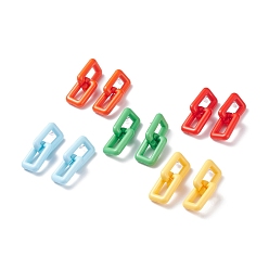 Mixed Color Acrylic Double Interlocked Rectangle Dangle Stud Earrings for Women, Mixed Color, 46x20x6mm, Pin: 0.7mm